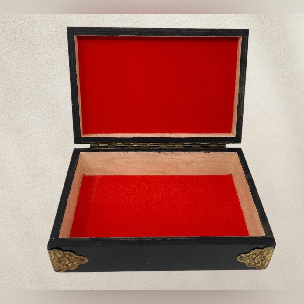 🛍️FINAL PRICE 🛍️ Vintage Soviet Wooden Jewelry Copper Clad Jewelry Box - Picture 9 of 11